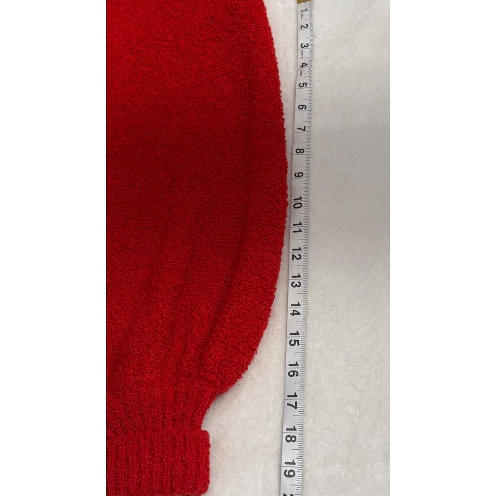 Vintage Le Chois Los Angeles Red Open Front Knit Cardigan Sweater Womens Size L - Picture 11 of 12